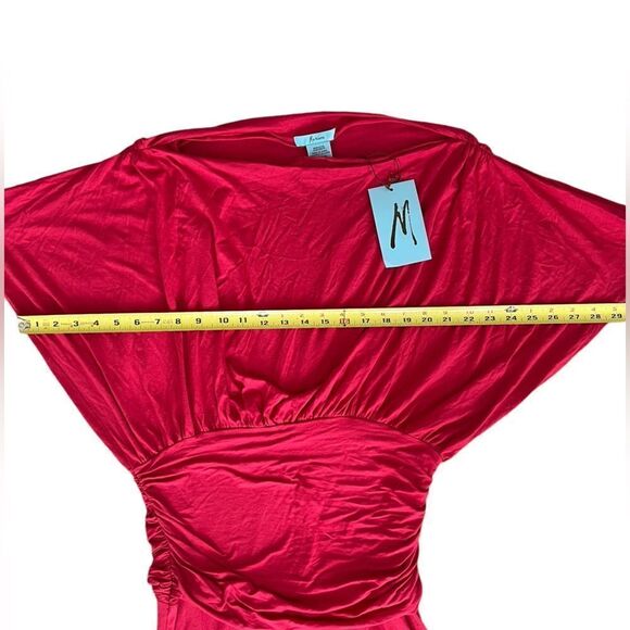 NWT Marciano draped asymmetrical hem midi dress Large - Picture 6 of 9